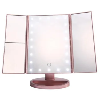 

22 LED Natural Light Touch-Dimming Folding Countertop Fill-Up Makeup Mirror with 2X / 3X nifying Glass Surface