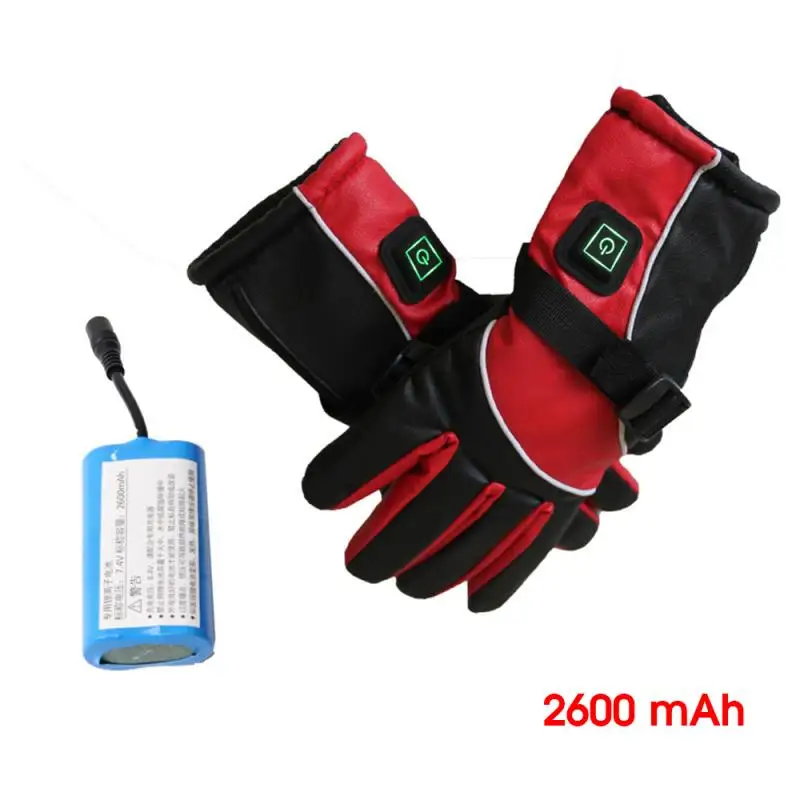 Red-2600 mAh 6-10 часов нагрева+ USB литиевая батарея зарядки электрические перчатки Winterproof Спорт На Открытом Воздухе Лыж Вождение Рыбалка теплые перчатки - Цвет: Red-2600 mAh