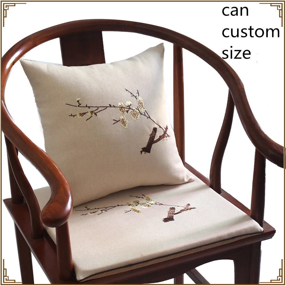 Вышивка китайский цветок сливы сиденье Подушка обеденный стул кресло противоскользящие Подушечки Хлопок белье подушки сиденья Диван коврики