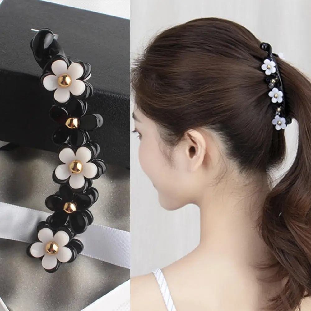 Women Plastic Flower Banana Clips for Women Twist Ponytail Holder Chic Hairpin Hair Claw Girls Barrettes Hair Accessories 2021