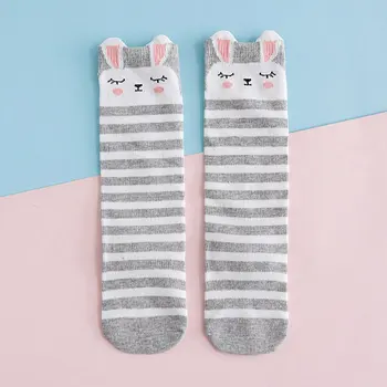 

1 Pair Cartoon Fox Rabbit Kids baby Socks Knee Girl Boy Baby Toddler Socks Animal infant Soft Cotton Striped Long Socks 0-3Y New