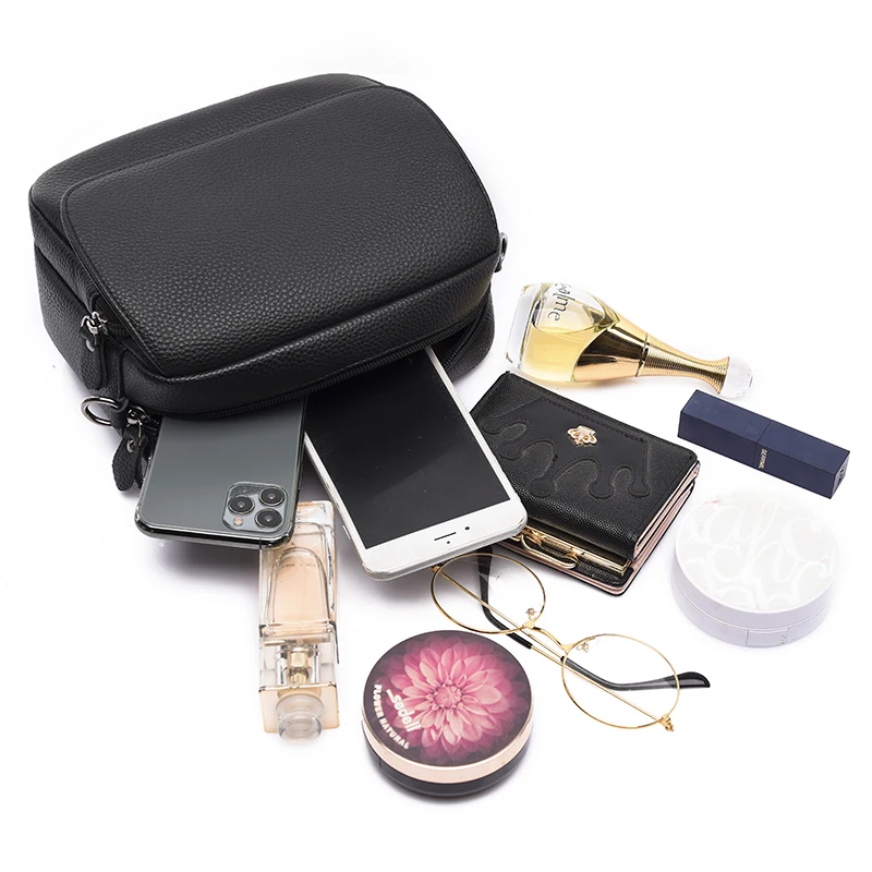 Genuine Leather Real Cowhide Women's Casual Fashion Bag Women Messenger Bag Small Shoulder Crossbody Bags for Women Handbags