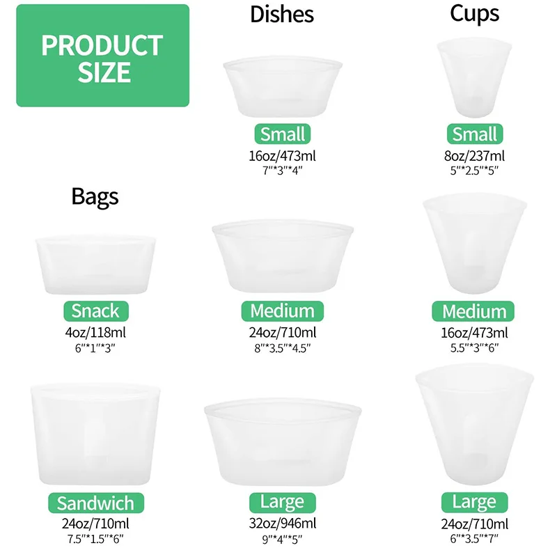 Reusable Silicone Food Storage Bag Set of 3 - Large Size 50 oz - Airtight Zip