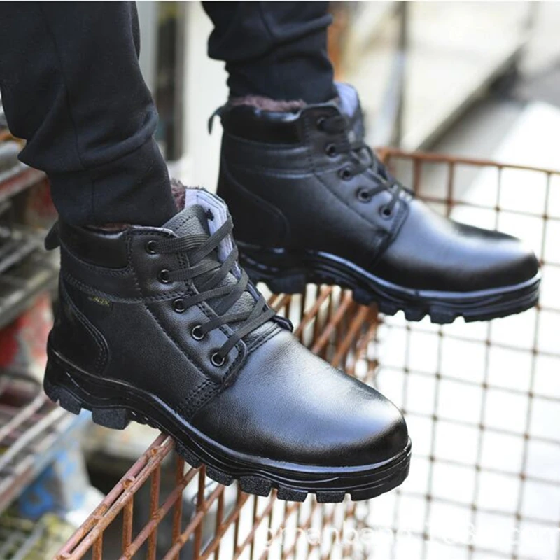Zapatos de seguridad con punta acero para botas trabajo de cuero, antideslizantes, antiestáticas, resistentes al para invierno|Botas de seguridad y de trabajo| - AliExpress