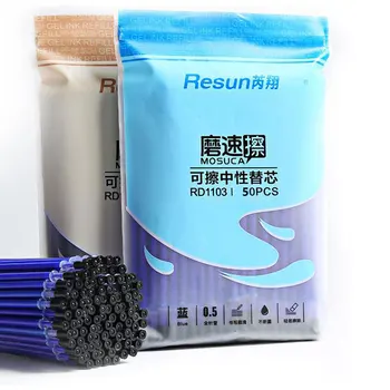 

50pcs Erasable Pen Core Erasing Handle Transparent Rod For Gel Pens Washable 0.5mm Refill Student Supplies