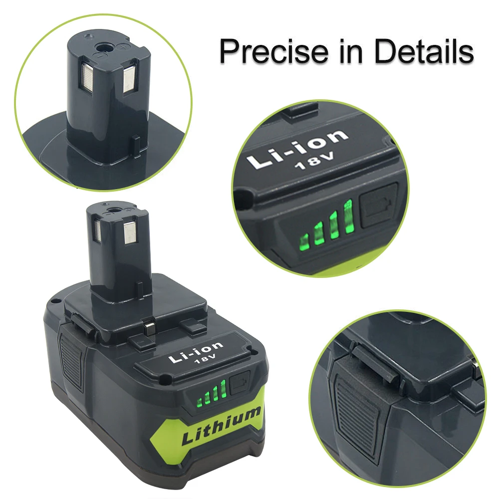 18V 6.0 Ah for Ryobi RB18L50 ONE+ Lithium-Ion Battery P108 RB18L40 RB18L25 RB18L15 P107 P122 P104 P105 with LED Indicator 18V 6.0 Ah for Ryobi RB18L50 ONE+ Lithium-Ion Battery P108 RB18L40 RB18L25 RB18L15 P107 P122 P104 P105 with LED Indicator