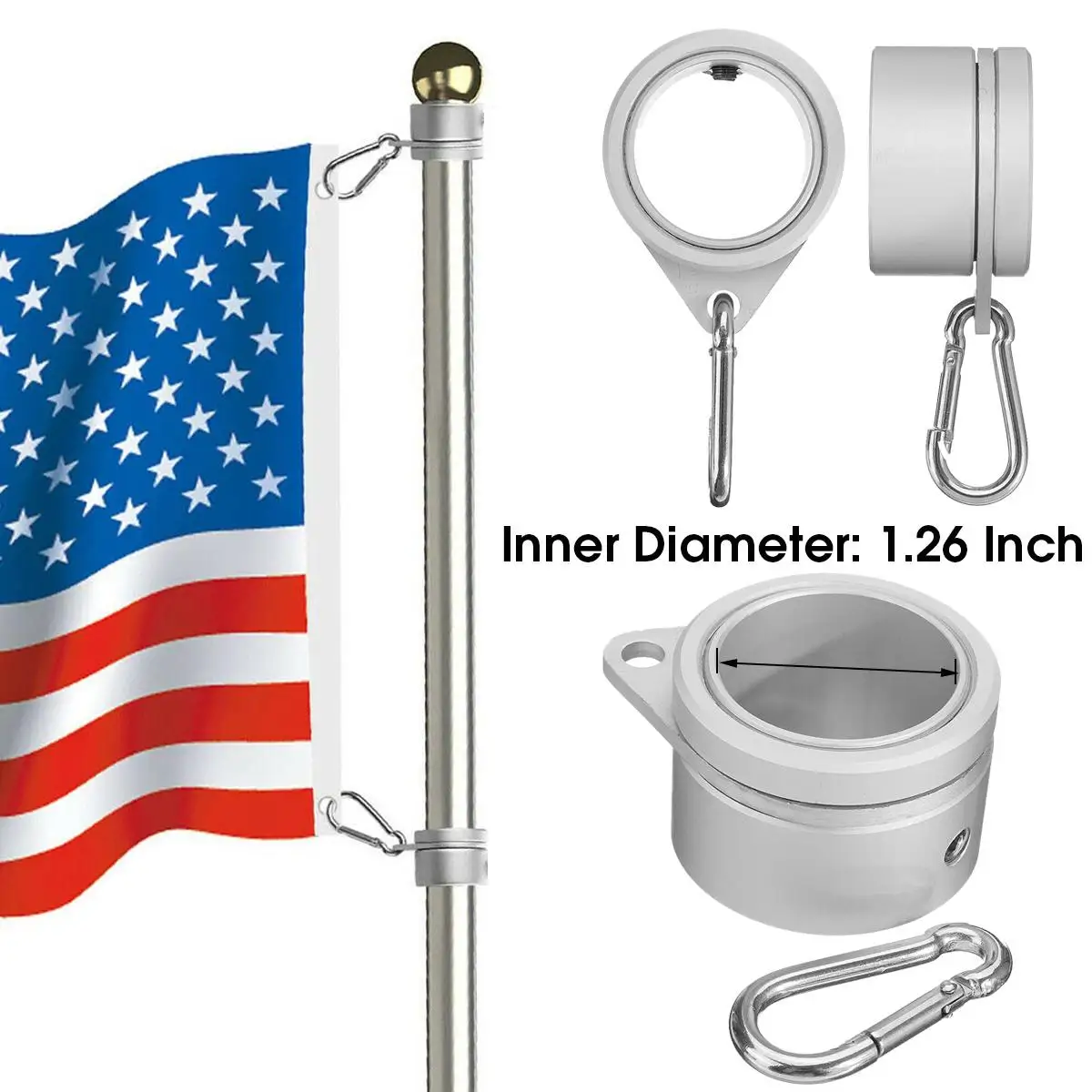 2 Pairs Flagpole Rotating Rings Preventing the Flag From Wrapping Around the 