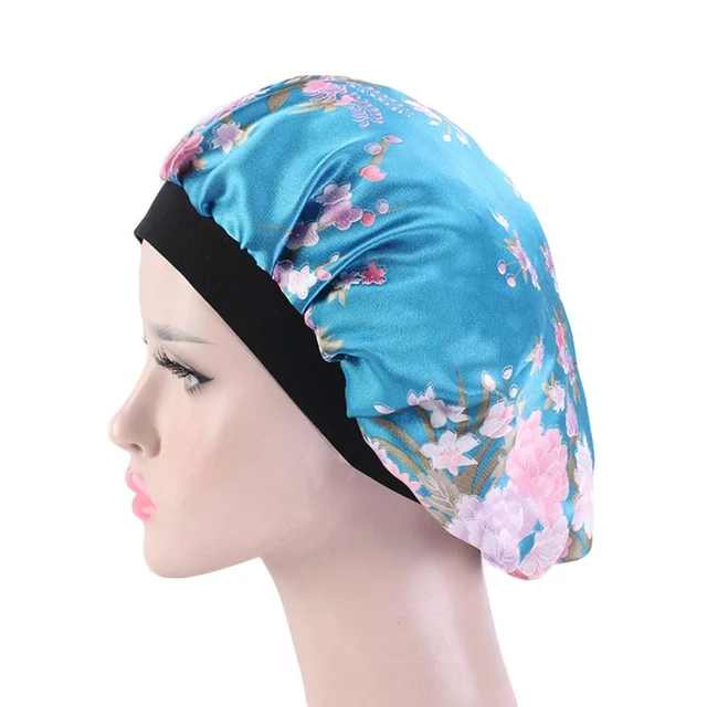 Women Print Satin Silky Bonnet Sleep Cap with Premium Elastic Band for Women Solid Color Head Wrap Wholesale Hair Accessories 3