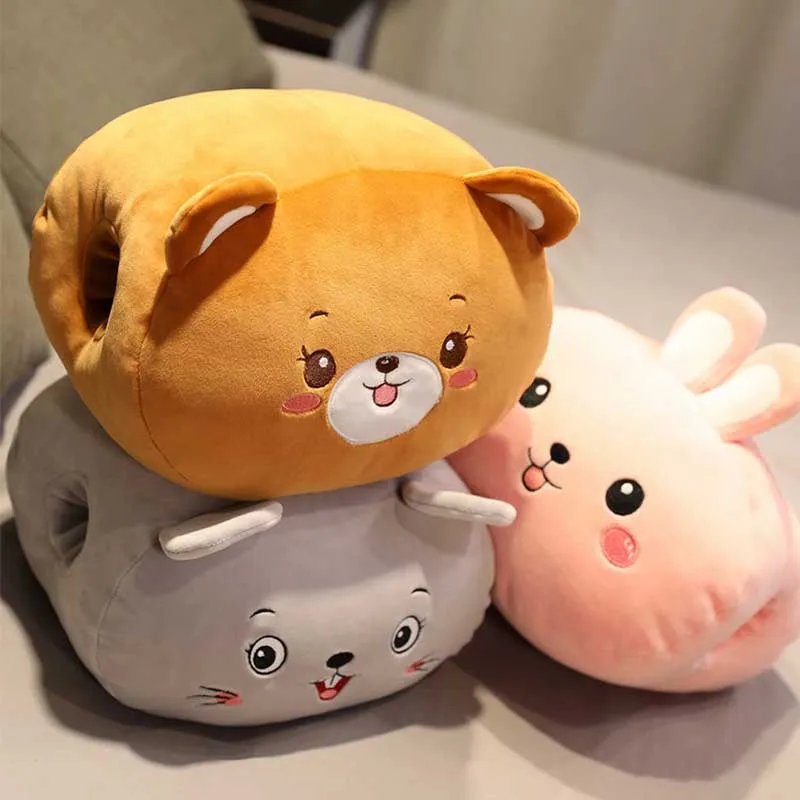 

30x25x20cm 5 patterns Plush toys lovely animal hand warmers Soft handcuffs pillow cushions Uncharged warmers High quality fabric