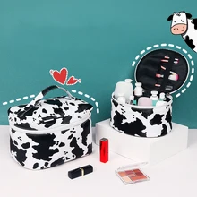 

Waterproof Cow Pattern PU Cosmetic Bag Female Korean Style Large Capacity Portable Toiletry Storage Bag Travel Makeup Bags