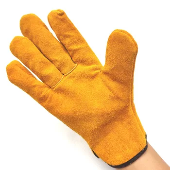 

two-layer wear-resistant Cowhide welding gloves short full leather non-slip garden driver gloves insulation labor protection