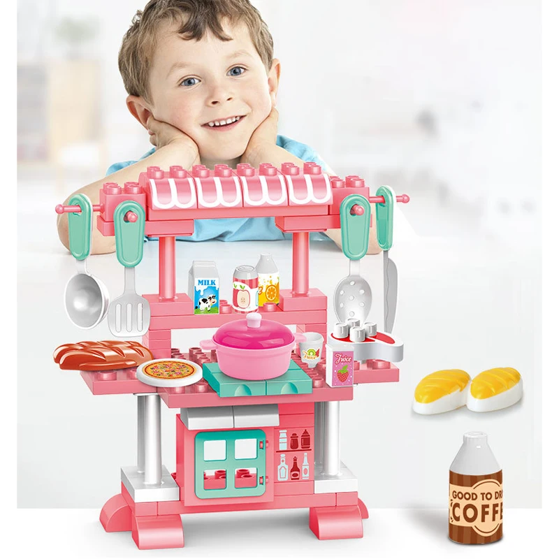 

Girl Kitchen Cooking LegoINGLY Building Block Mobile Food Dessert Vehicle Compatible Brick House Toy Christmas Children Gift