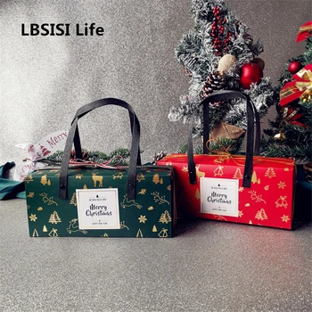 

LBSISI Life 5pcs Christmas Handle Box Gift Candy Cake Cookies Packaging Supplies Favor Party & Event Decoration