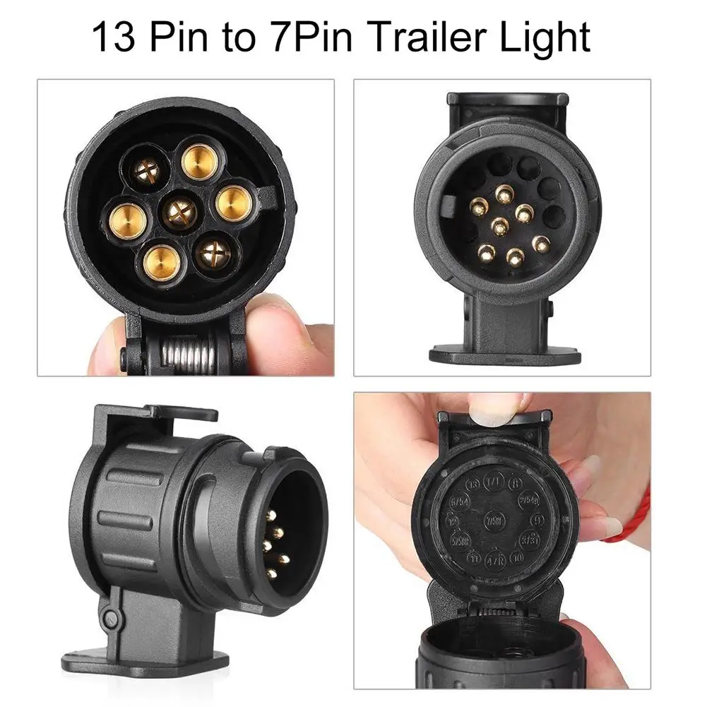 Plastic 7 to 13 pin Plug Car Trailer Caravan Towbar Socket Adapter Converter 904