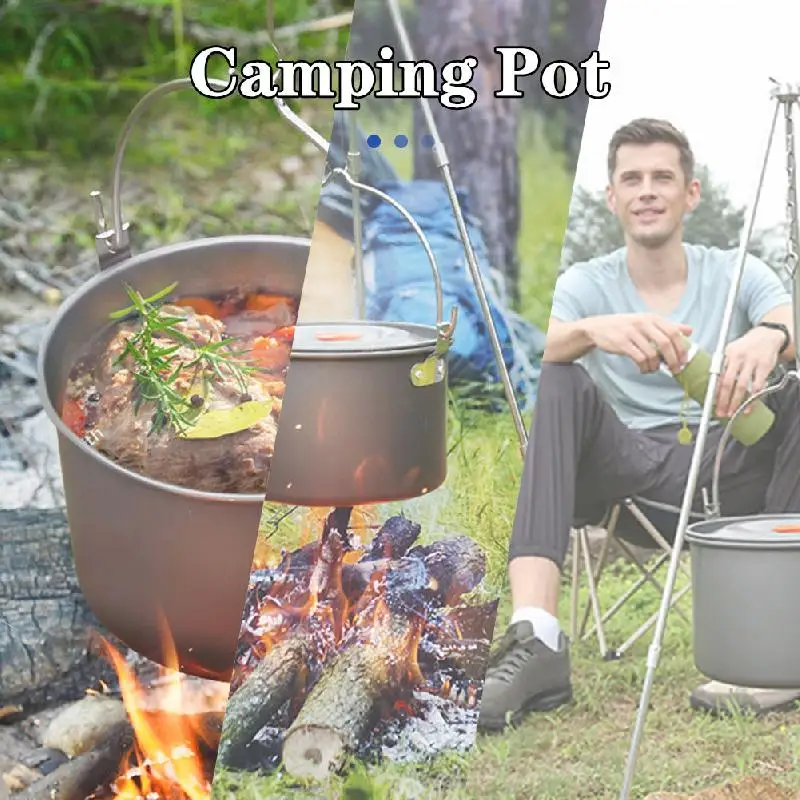 

Camping Pot Cookware Aluminum Alloy Hanging Pot Temperature Resistant Cookware