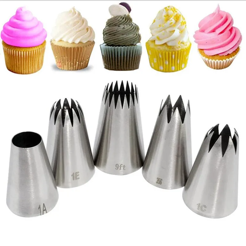 5pcs Petal Stainless Steel Icing Piping Nozzle Cream Tips Cake Cream Pastry N IH 