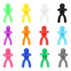 12Pcs small man Drink Markers Wine Glass Tags Drink Charms Cocktail Picks gel small man wine cup marker red wine cup mark