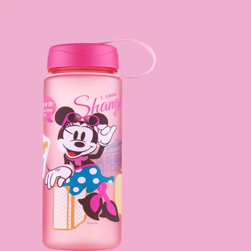 Для девочек с рисунком принцессы Минни Маус, чашки для воды для мальчиков, Дисней, Микки, Студенческая бутылка для питьевой воды, подарок для детей - Цвет: Розовый