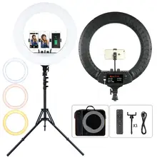 FOSOTO 18 Inch Led Ring Light 2700 -6500K Photography Lighting Camera Phone RingLight Makeup Ring Lamp With Tripod And Remote