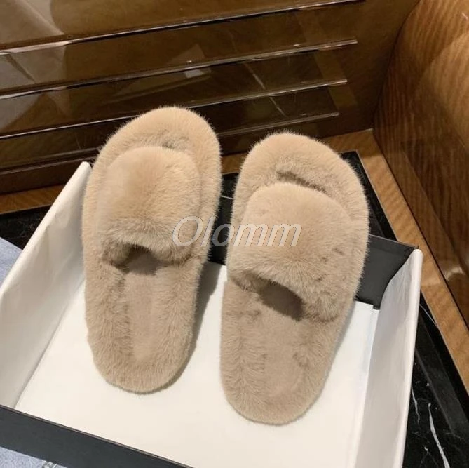 

Faux Fur Home Slippers Fluffy Women Shoes Slides Comfort Furry Flat Sandals Female Cute Indoor Slippers for Woman Flops2021