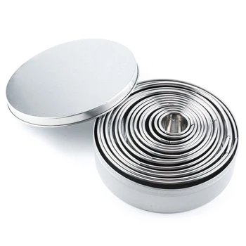 

14pcs For Party Wedding Circle Biscuit Pastry Mold Cutter Doughnut Round Cake Mould Stainless Steel Cookie Kits DIY Baking