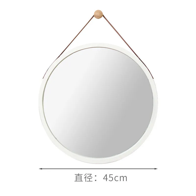 Круглое бамбуковое Настенное подвесное зеркало с полиуретановым кожаным ремешком зеркало для ванной включая крюк домашний декор mx9091650