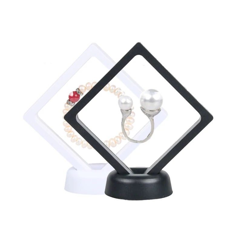 90*90mm PET Membrane Jewelry Display Ring Earring Ancient Coin Box Stand Protect Case |