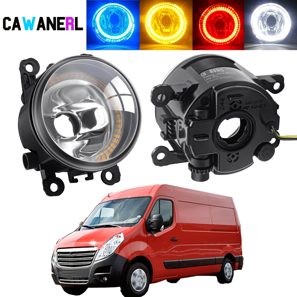 

2 X сборка противотуманных фар Angel Eye для Opel Movano 2000-2010, передний бампер автомобиля, кольцо Halo, DRL, противотуманные дневные ходовые огни 20 Вт H11 12 В