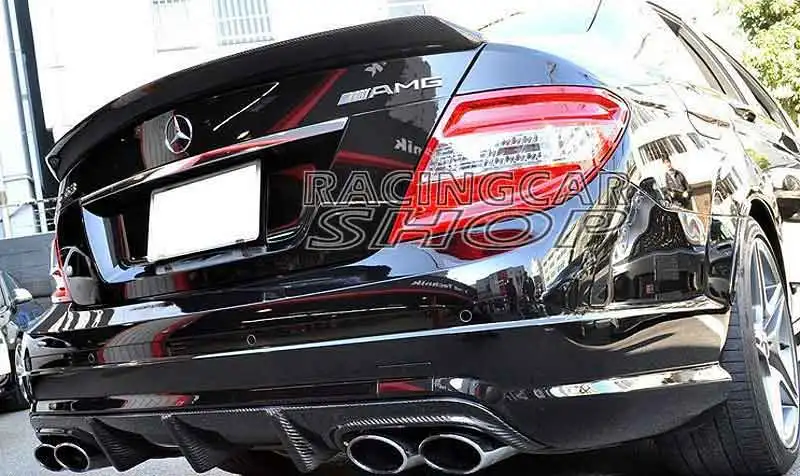 V STYLE REAL CARBON FIBER TRUNK LIP SPOILER Fit For MERCEDES BENZ W204 4DOOR SEDAN C63 C300 C350 C63 08-12