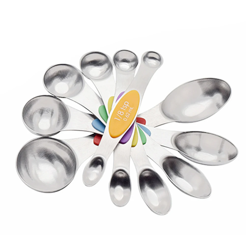 6pcs Double Headed Measuring Spoon Multicolor Measuring Cup Set for Bakery Stainless Steel Ingredients Seasoning Scoop