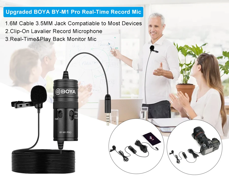 BOYA BYM1 3.5mm Microphone for Singing Karaoke Phone Laptop
