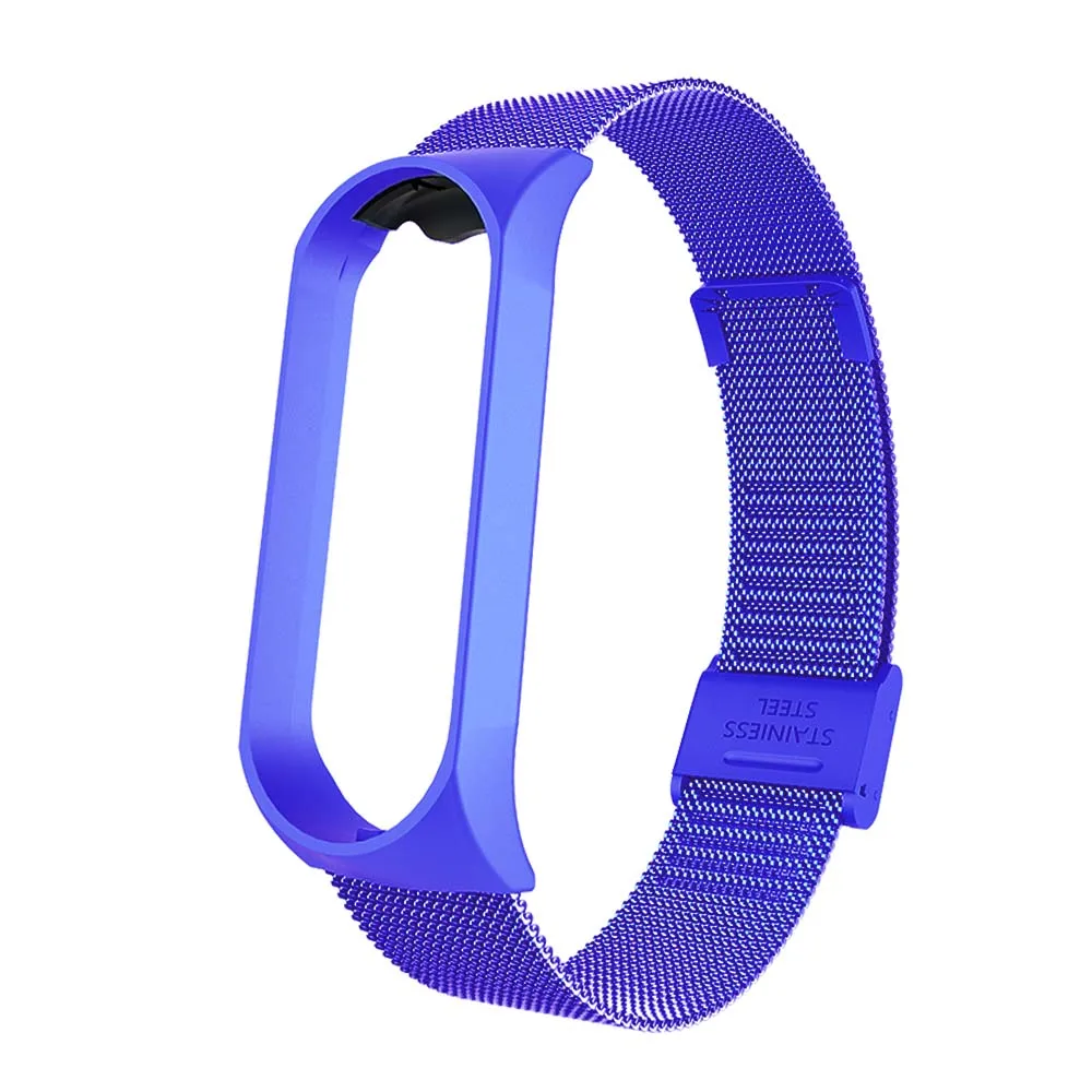 Rovtop ремешок для Xiaomi mi Band 4 ремешок для Xiaomi mi band 3 браслет для mi band 3 M3 M4 металлический Безвинтовой браслет из нержавеющей стали - Цвет: Buckle Dark Blue