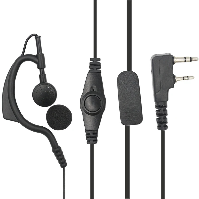 G-Shape 2-Pin Fin Mic Headset, Walky Talky Earphone, Headphone for Kenwood Puxing Wouxun Baofeng 888S, Two Way Radio