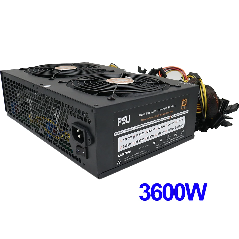 3600 ワット PC 電源 12V マイニングマイナー GPU 15x 6Pin マイニングデバイスサーバー産業用機器