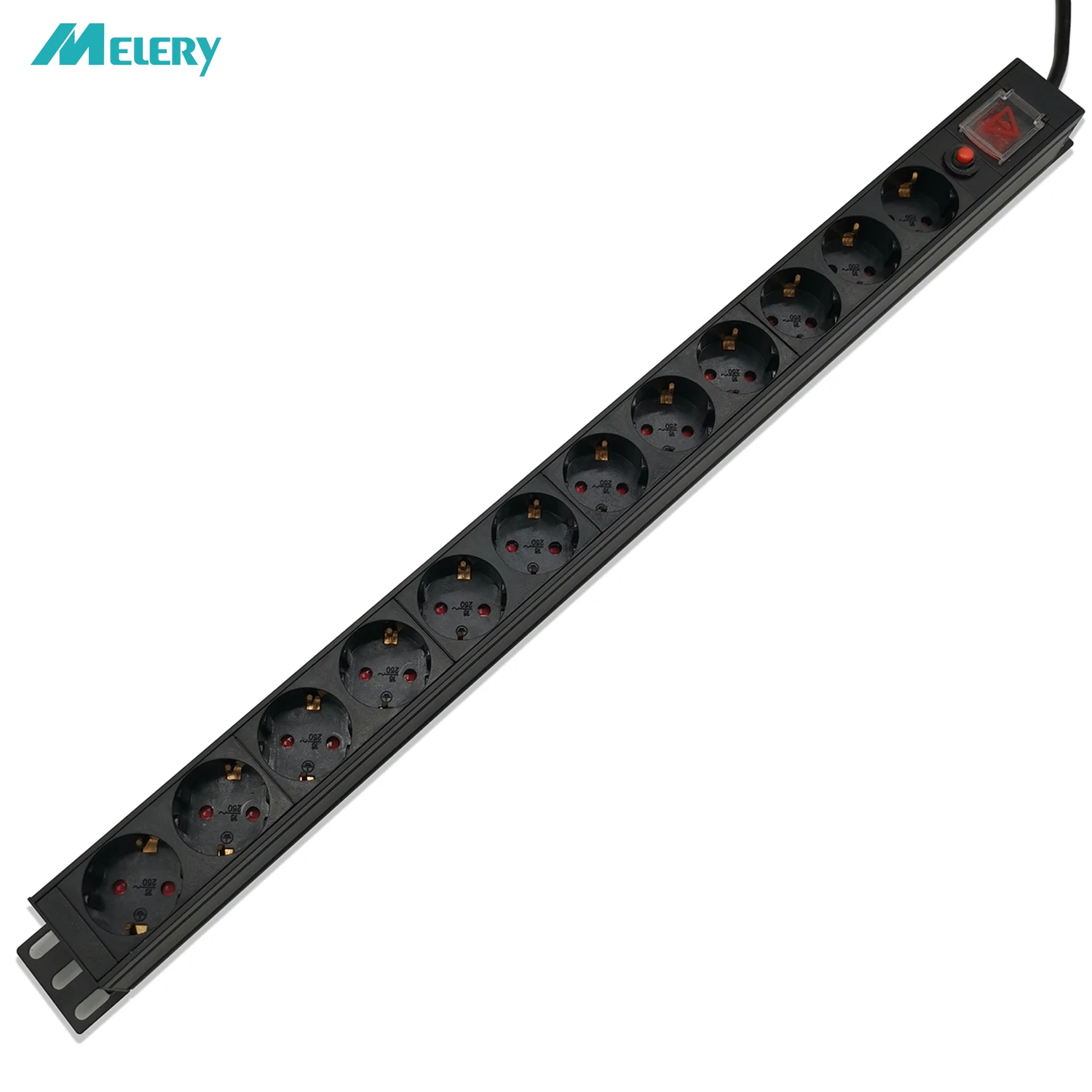 

PDU Power Strip Network Cabinet Rack Plug Socket 1U Aluminum Alloy 8 way EU Outlets Overload Protection Switch 2m Extension Cord