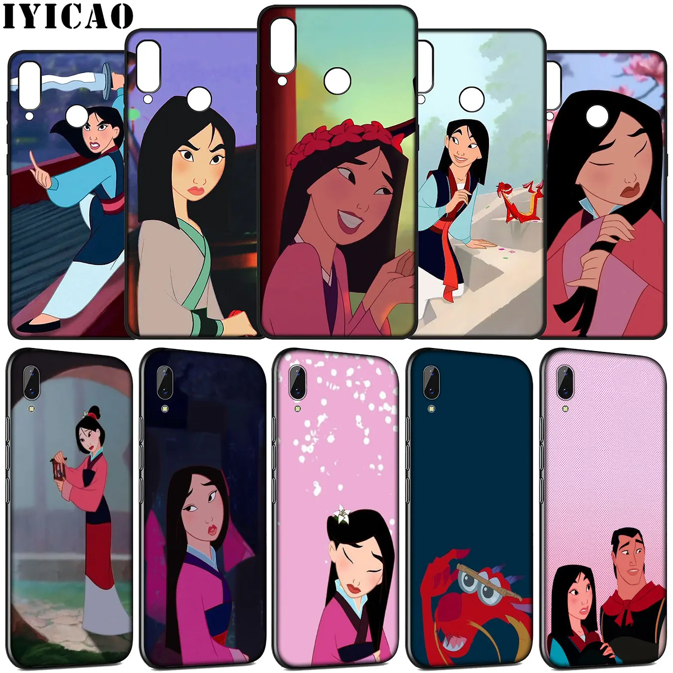 IYICAO Mulan Princess Cartoon Soft Silicone Case for Huawei Y9 Y7 Y6 Prime 2019 Honor view 20 8C 8X 8 9 9X 10 Lite 7C 7X 7A Pro | Мобильные