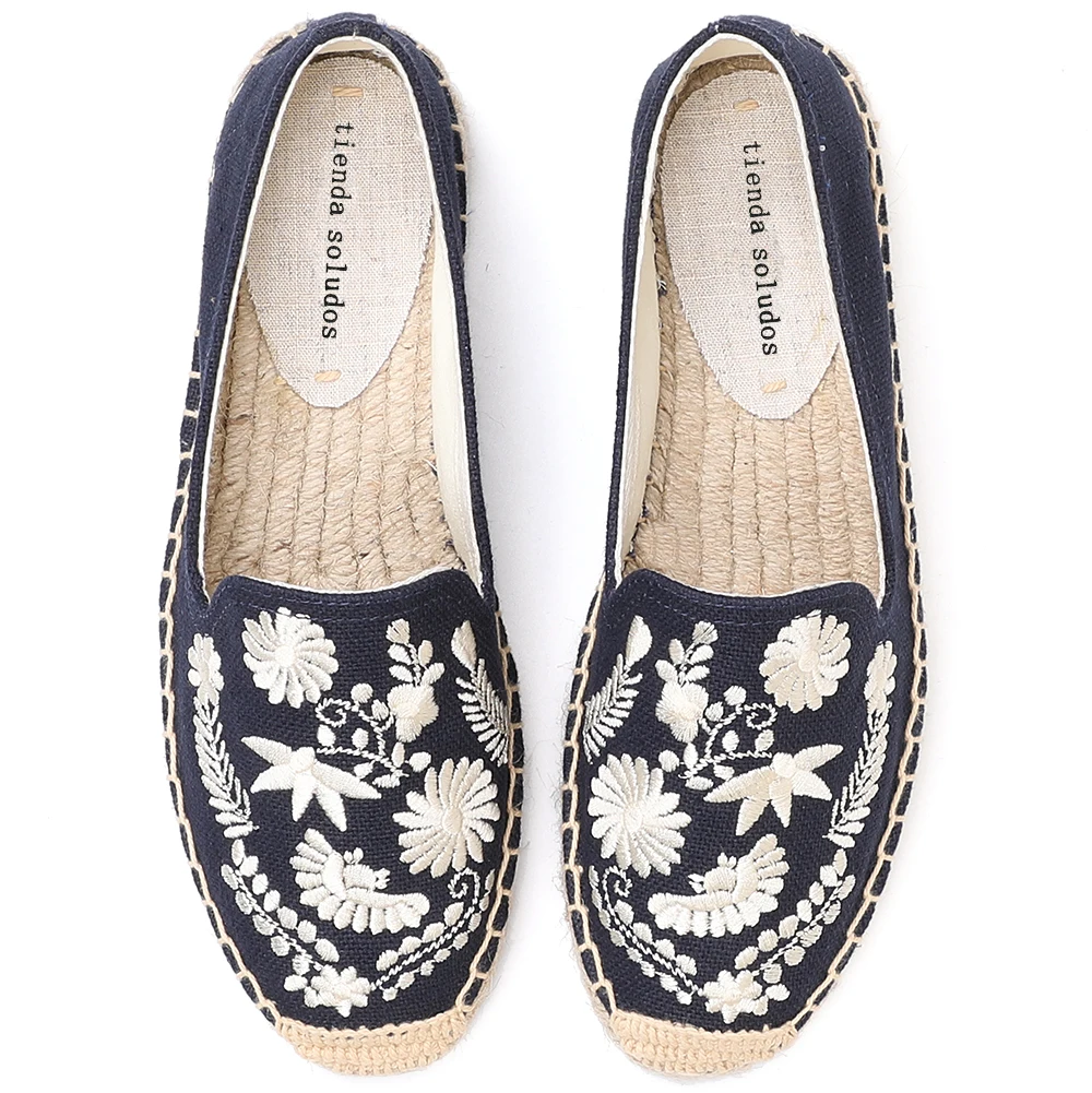 2021 Sapatos espadrillas Casual da donna Slip-on canapa di lino traspirante per scarpe da ragazza moda ricamo comode ragazze da donna