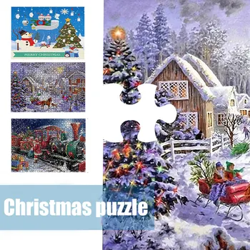 

Christmas Theme Jigsaw Puzzles 1000 Pieces Adult Puzzle Paper Assembling Puzzle Early Educational Toys for Children @LS