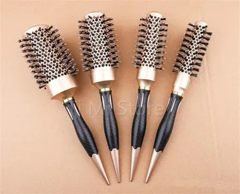 

4 Sizes Professional Round Hair Comb Hairdressing Curling Hair Brushes Comb Ceramic Iron Barrel Comb Salon Styling Tools