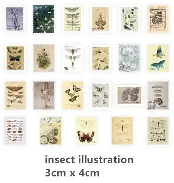 Insect Illustration 46 шт./упак. музея серии журнал декоративные Стикеры s Скрапбукинг ярлыком дневник канцелярские принадлежности для альбома Ретро штамп наклейка с изображением растений - Цвет: Insect Illustration