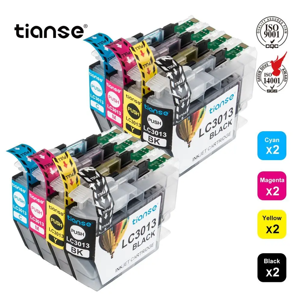 

TIANSE 8PK Compatible Ink Cartridges Replacement for Brother LC3013 LC3013XL Ink Works with Brother MFC-J491DW MFC-J497DW Print