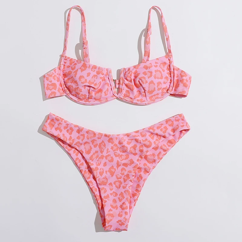 cheeky bikini sets Sexy Female Swimsuit Two Piece Set Swimwear Dot Printed Push Up Bandage Bikini Set Women Underwire Beach Wear V-neck Biquini designer bikini sets