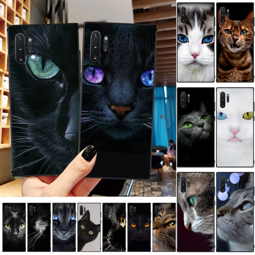 

LJHYDFCNB Cat eyes TPU black Phone Case Cover Hull For Samsung A50 S10 Plus S10E Note9 Note8 7 10 Pro