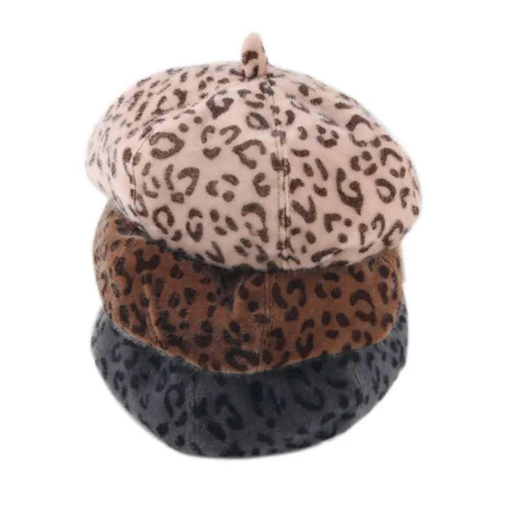 

Fashion Elegant Lady Women Beret Beanie Leopard Pattern Wool Felt Girls Beret Hat Keep Warm Winter Soft Solid Color Beret Hats