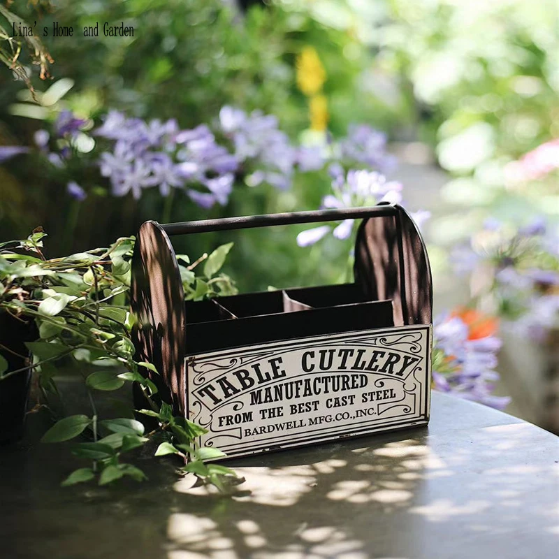 

country style handmade vintage retro storage metal caddy