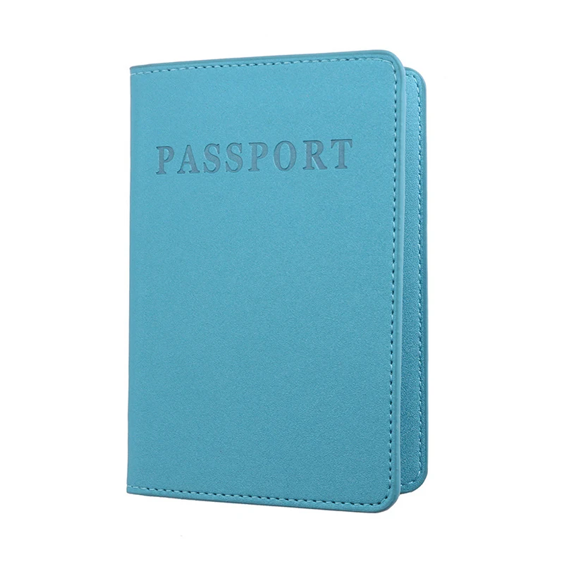 Travel Passport Holder Brief Solid Document Holder Multi-card Position ID Card Cover Holder Multifunction Unisex Coin Purse - Цвет: Небесно-голубой