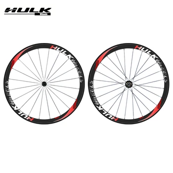 

HULKWHEELS 700C Racing Bicycle Carbon wheels with Black Red Powerway novatec J bend striaight pull Hub 38mm depth 25mm width