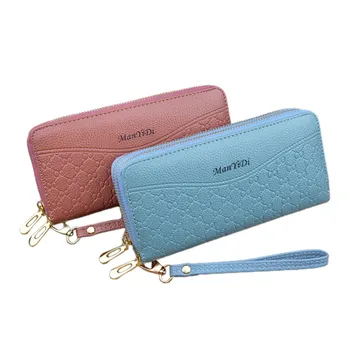 

Long Wallet For Women Delicate Texture Long Zip Around Ladies Wallet Girls Clutch Credit Cards Organizer With Wrist Strap Wallet