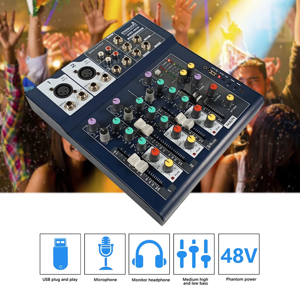STARAUDIO 4 канала вечерние аудио миксер USB микшерная консоль караоке ночные клубы