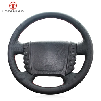

LQTENLEO Black Artificial Leather Comfortable Durable Anti-slip Car Steering Wheel Cover For Ssangyong Rexton Rodius Rexton W